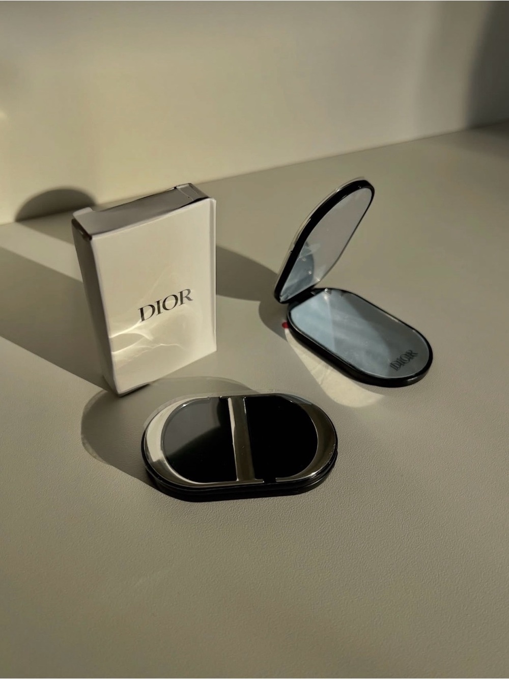 Dior Black and Silver Double Compact Mirror